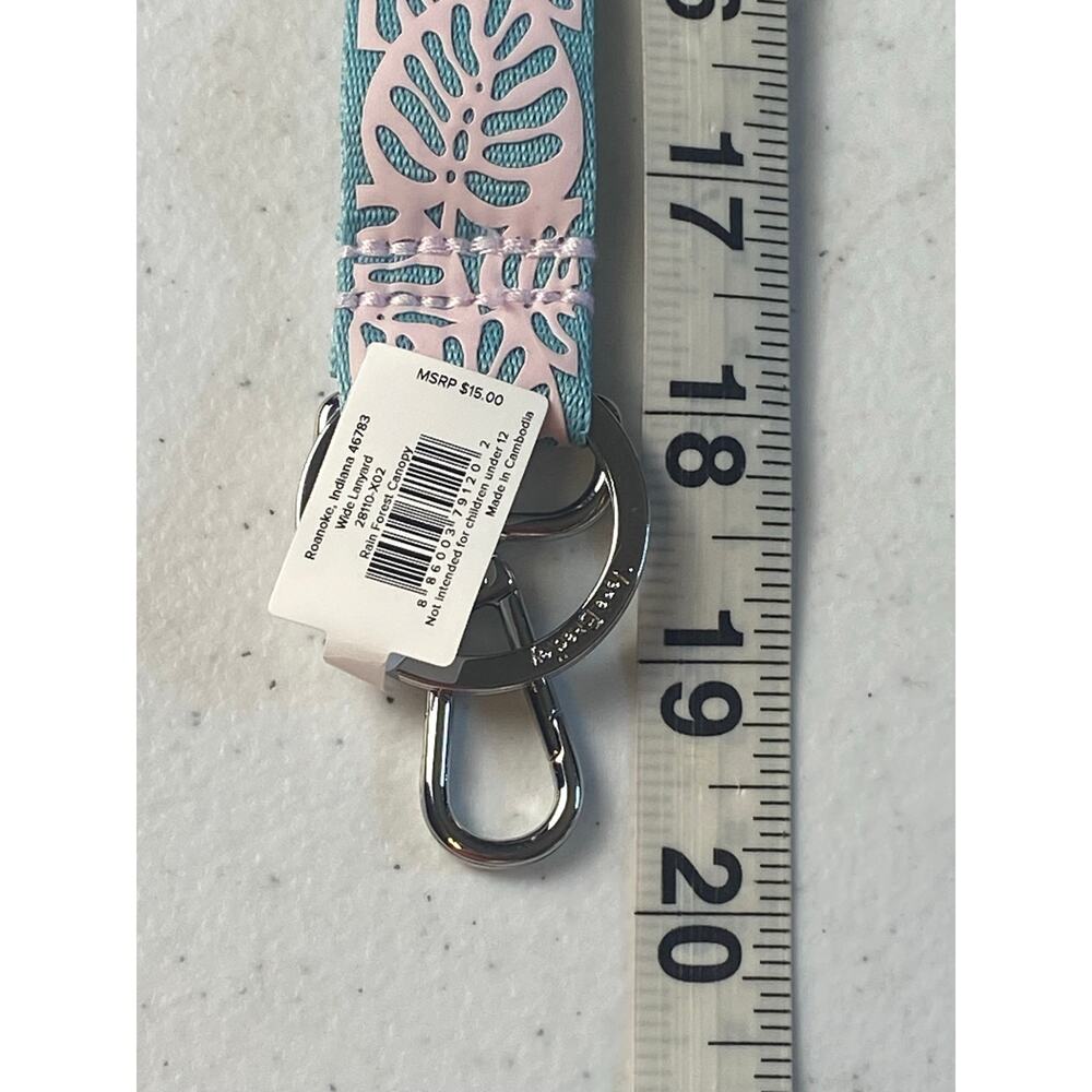 Vera Bradley Rainforest Canopy Light Teal Pink Wide Lanyard NWT - Picture 8 of 9